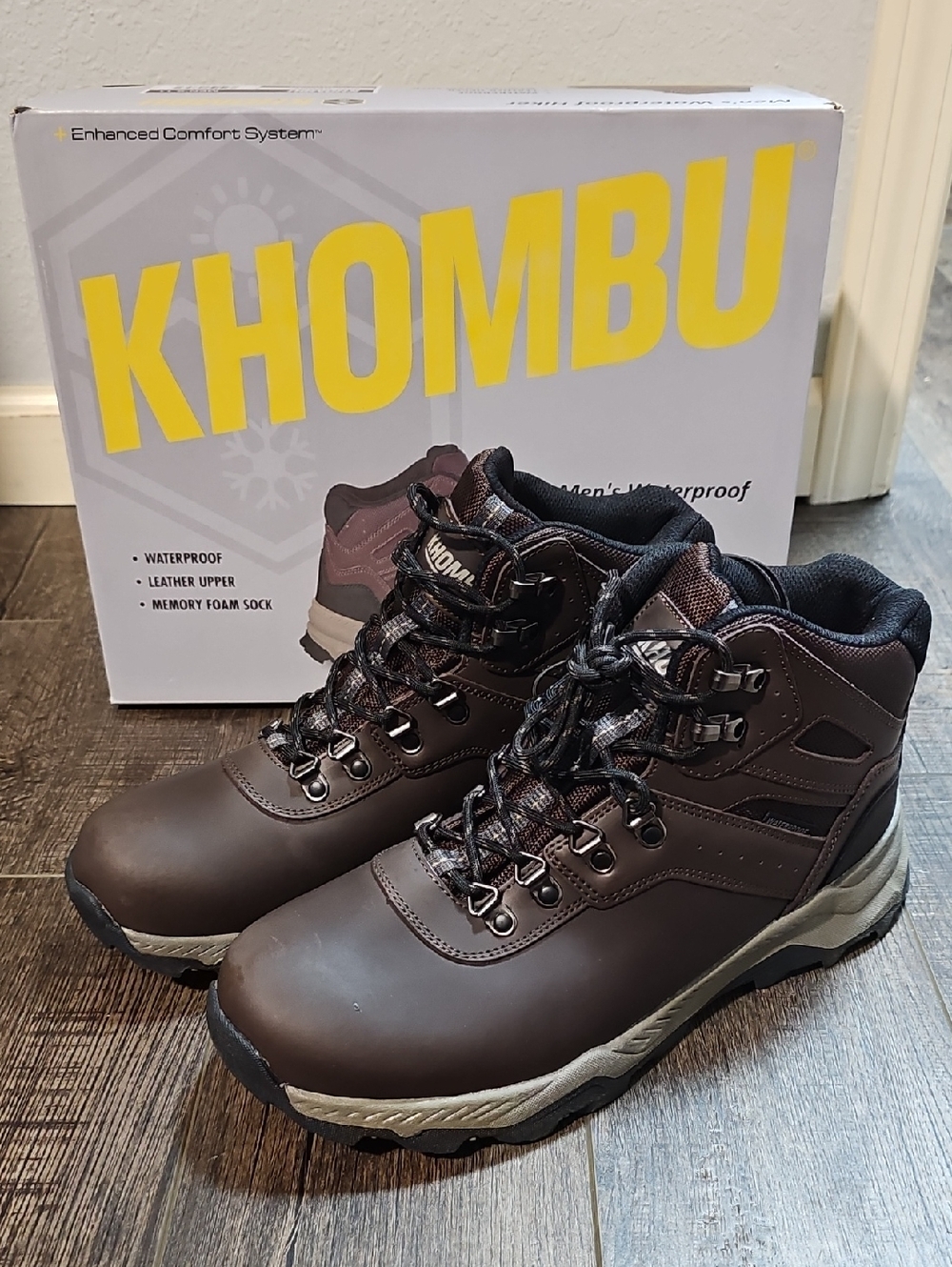 Khombu Men's 11 Kenny Brown Leather Waterproof Hiking Boots New In Box